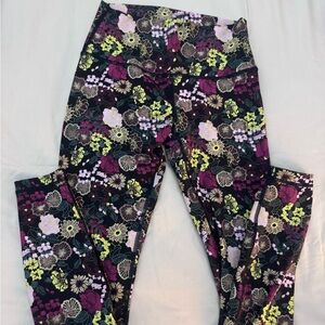 Lululemon Athletica Floral Leggings - Black, Purple, Yellow